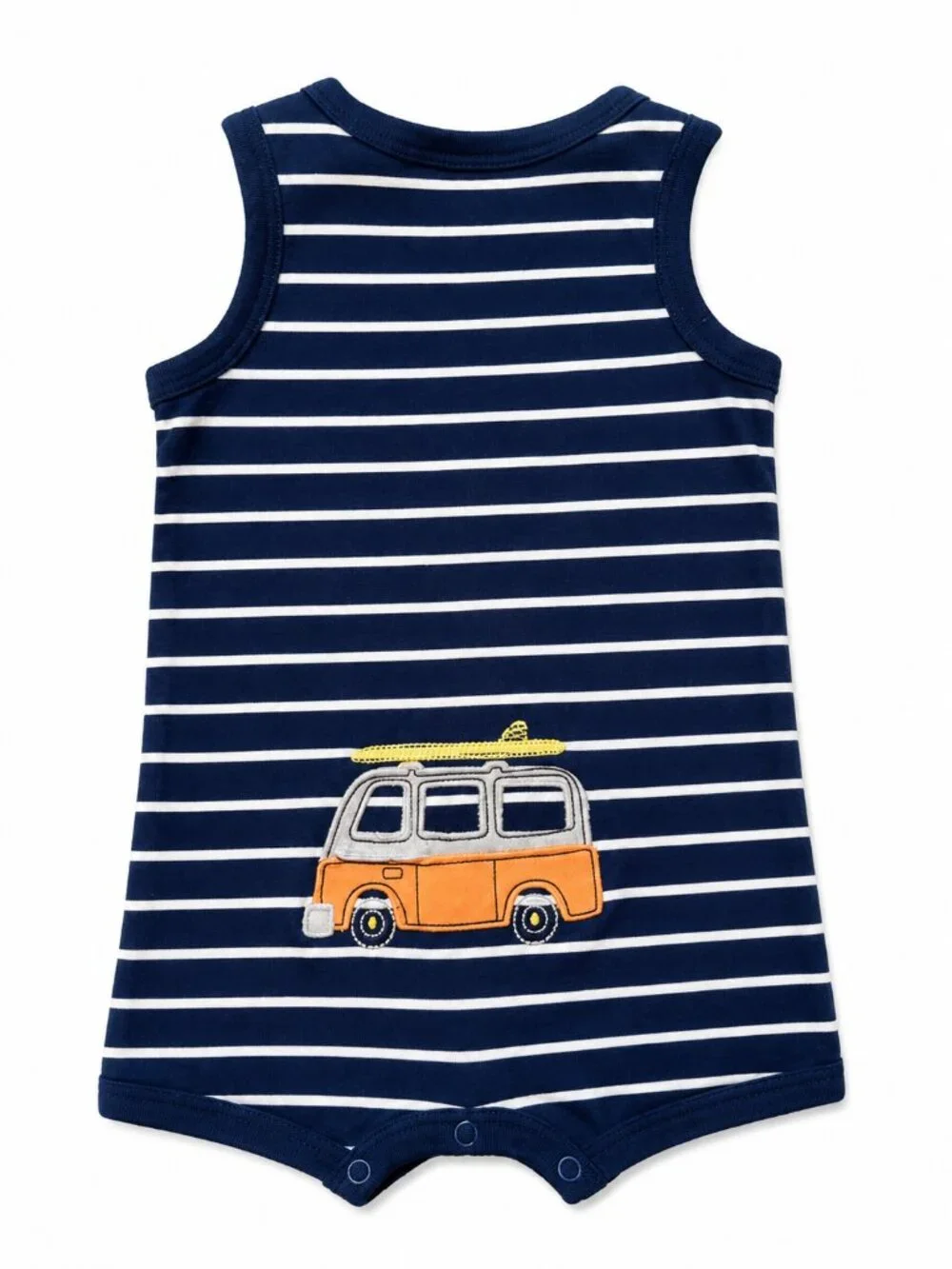 NWOT Carter’s Baby Navy White Striped Car Romper 6M Sleeveless Cotton